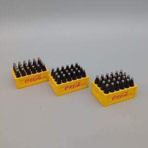 Coca Cola Soda Bottles Pencil Sharpener, Stamp, Ink Yellow Crates 2"